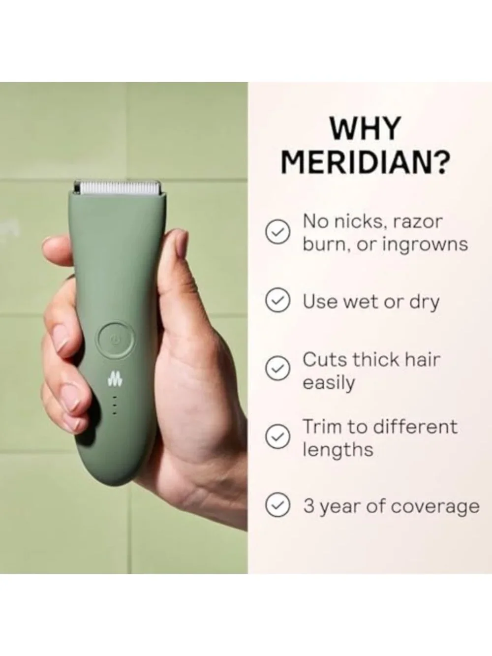 Unisex Body Hair Trimmer | Original Grooming Tool for Smooth Skin | Sage Color